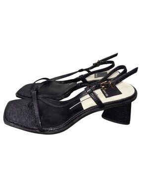 Dolce Vita Strappy square toe triangle heel lizard embossed Sandals Size 8